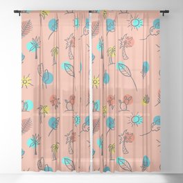 Palm Springs Theme Summer Pattern   Sheer Curtain