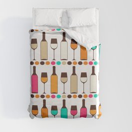 bottles of wine Retro color Duvet Cover