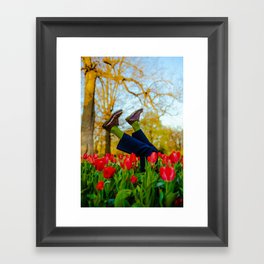 Pushing Tulips  Framed Art Print
