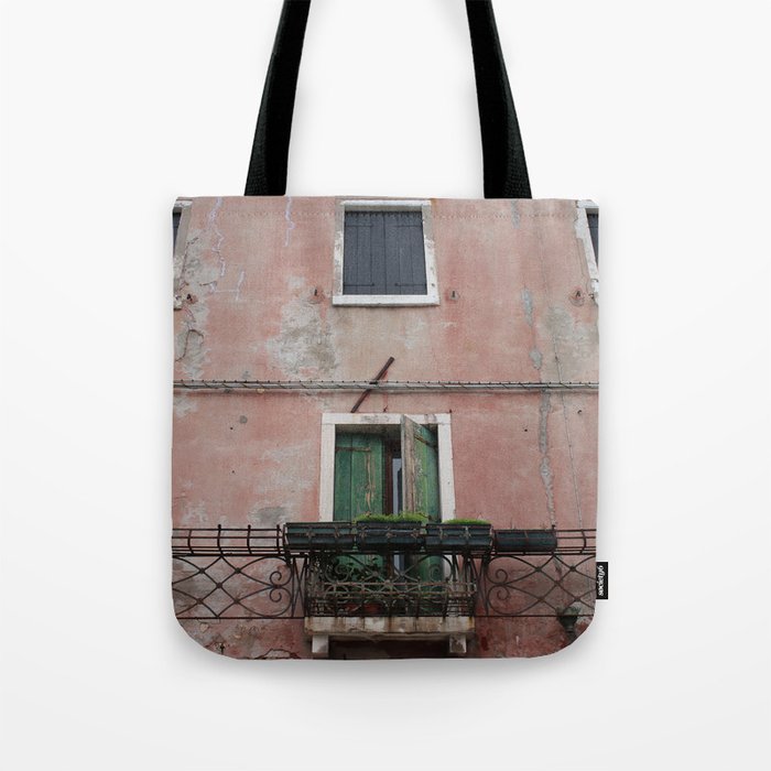 Pink wall with windows Tote Bag
