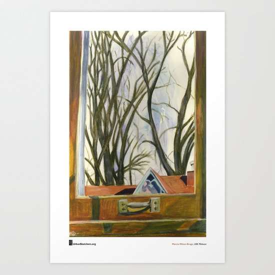 Marcia Milner-Brage, "Window Silver Maples Winter" Art Print