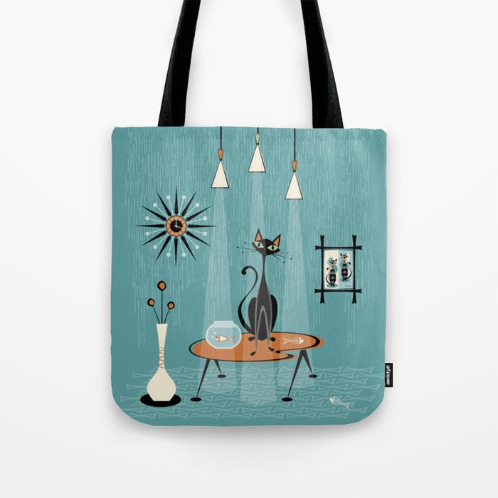 Mid Century Mishchief/ Cat Red Handed I Tote Bag