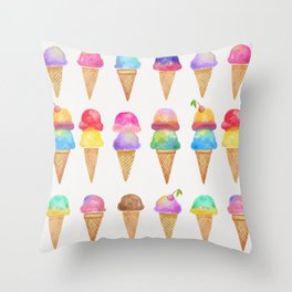 Summer Ice Cream Cones Throw Pillow