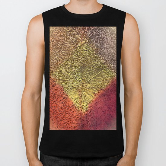 Golden leaves with purple pink and orange metallic look Biker Tank