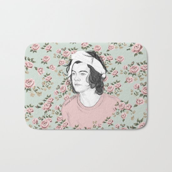H circle floral Bath Mat