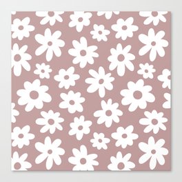 Daisy Flower Pattern (dusty rose/white) Canvas Print