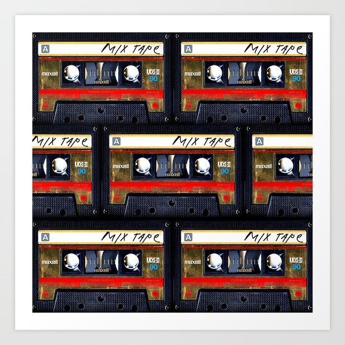 Retro classic vintage gold mix cassette tape Kunstdrucke Retro classic vintage gold mix cassette tape Kunstdrucke