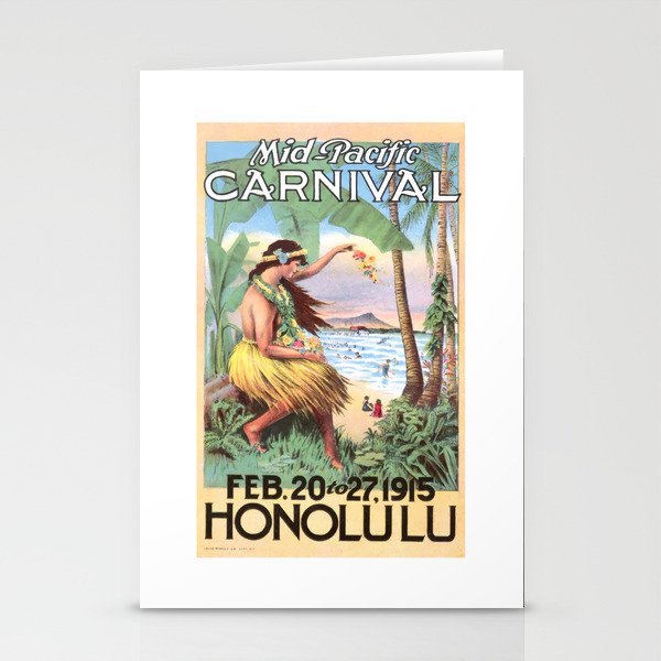 1915 HAWAII Mid Pacific Carnival Travel Poster Stationery Cards