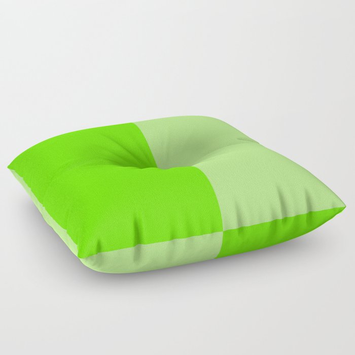 Lime Green Two Monochrome Tone Color Block Floor Pillow