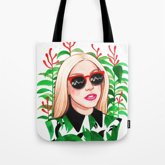 Lady and Photinia Tote Bag
