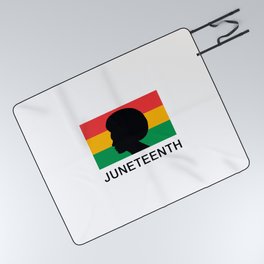 JUNETEENTH DAY OF FREEDOM Black Woman Profile Pan African flag Picnic Blanket