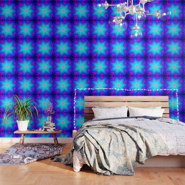 Pink Blue Starburst Wallpaper By Vintageby2sweet Society6