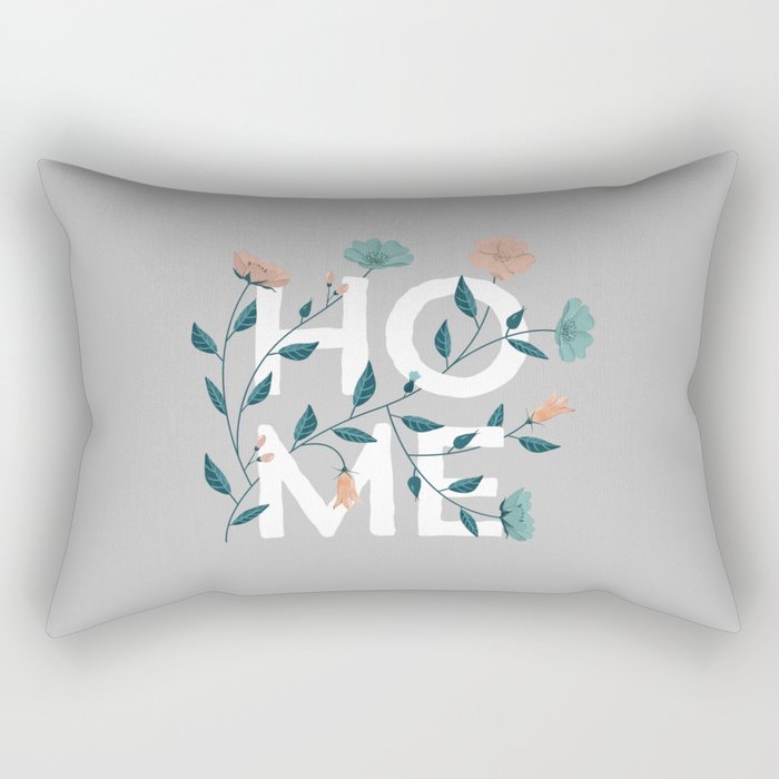 Home: grey floral with pastel flowers Rectangular Pillow