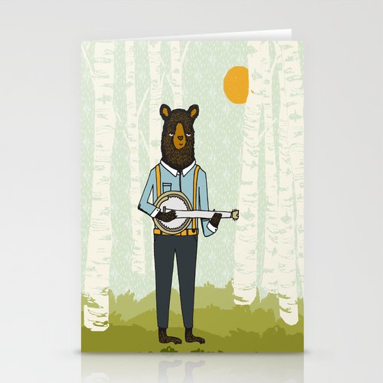 Bear's Bourree - Bear Playing Banjo Stationery Cards