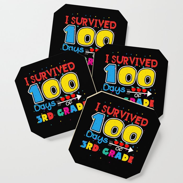 Days Of School 100th Day 100 Survived 3rd Grade Coaster