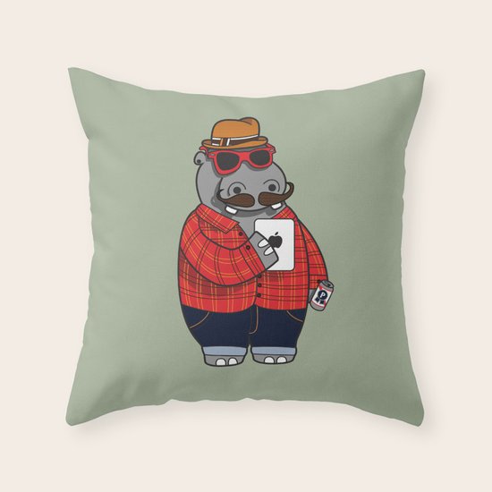 Hipposter Throw Pillow