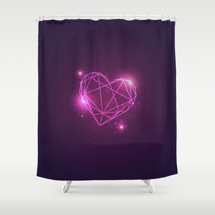 Shimmering Pink Geometric Heart Shower Curtain