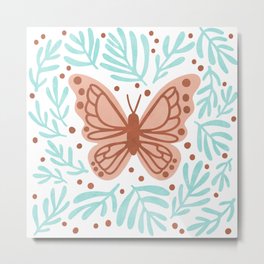 Wild at Heart Butterfly in Clay Metal Print | Drawing, Giftfornature, Decorativebutterfly, Butterflyart, Forgardener, Natureismagic, Stylizedbutterfly, Outdoorsy, Digital, Pinkandteal 