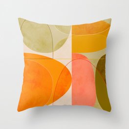 mid century geometric lines curry blush spring Throw Pillow
