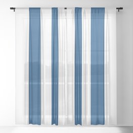 Classic Blue Vertical Cabana Tent Stripes Sheer Curtain