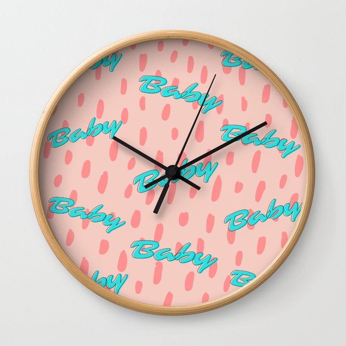 I'm Baby Pink and Blue Pattern Wall Clock