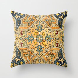 Azerbaijani Southeast Caucasus 18th Century Silk Embroidery Print Throw Pillow