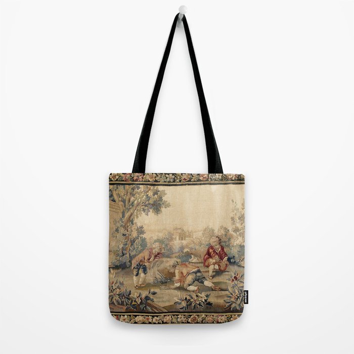 Aubusson Antique French Tapestry Print Tote Bag by Vicky Brago