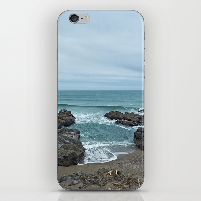 Yachats Oregon Beach Winter Pacific Ocean Driftwood Nautical Landscape Travel Vacation Stormy iPhone Skin