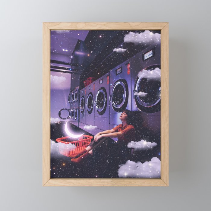 Cloudy Laundry Escape Framed Mini Art Print