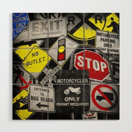 Traffic signs Wood Wall Art