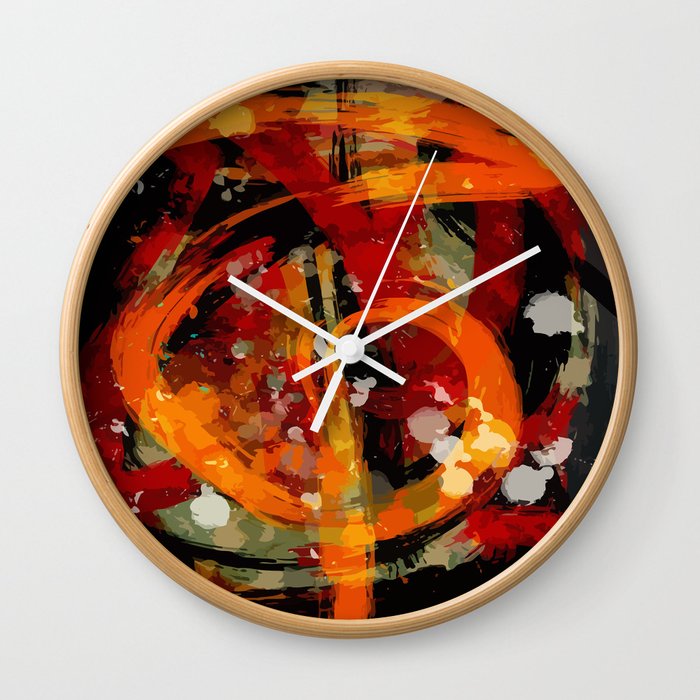 Into The Dragon Abstract Art Wall Clock By Emmanuelsignorino