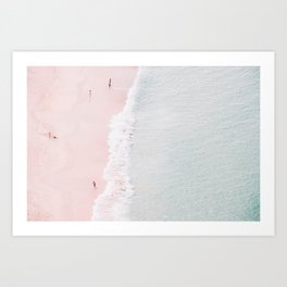 Aerial Pink Beach Print - Pastel - Ocean - Sea - Travel photography Art Print