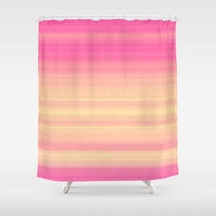 Pink Yellow Gradient Stripes Shower Curtain