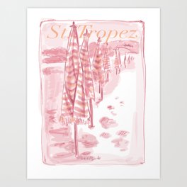 St.Tropez Cabana Stripe in Pink Art Print