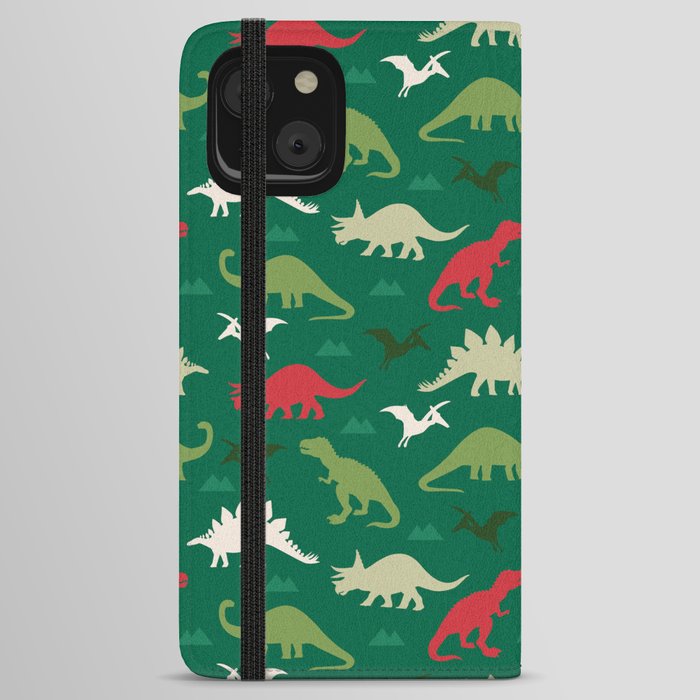 Dinosaurs Ready for Christmas iPhone Wallet Case