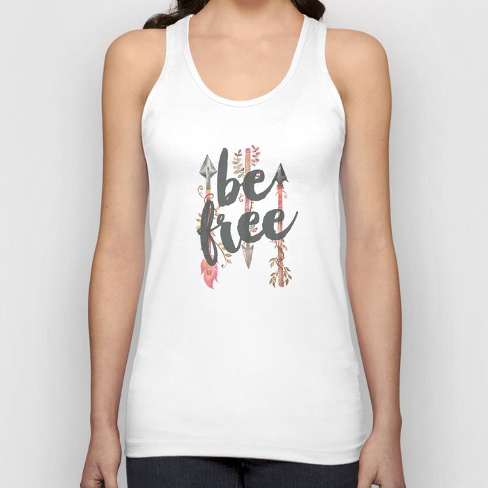 Be Free with Watercolor Feather Arrows Tank Top