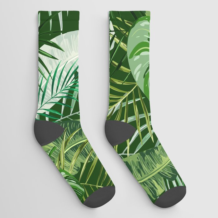 Tropical leaves Socks