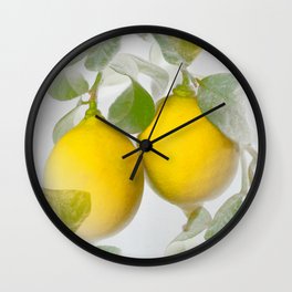 Yellow Citrons on Gray Background in Illuminating & Ultimate Gray Palette #decor #society6 #buyart Wall Clock | Decor, Nature, Homedecor, Botanical, Plant, Spring, Digital Manipulation, Ultimategray, Fresh, Kitchen 
