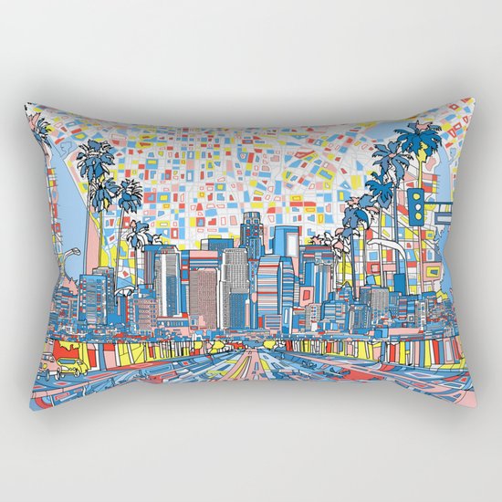 los angeles city skyline Rectangular Pillow