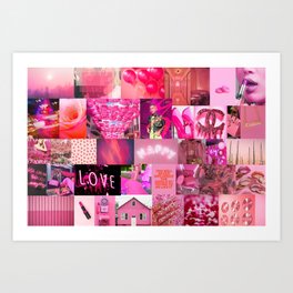 Pink Love Aesthetic Collage Art Print