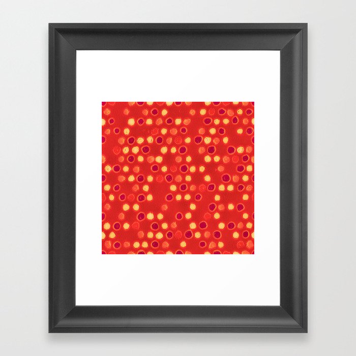 Scatter Dots in Hot Red Orange Framed Art Print