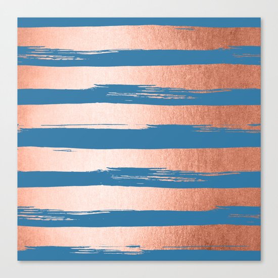 Trendy Stripes Sweet Peach Coral Pink + Saltwater Taffy Teal Canvas Print