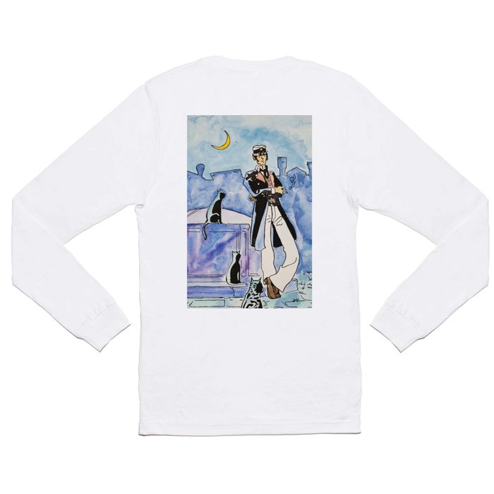 Corto Maltese with cats Long Sleeve T Shirt by Art of Kiss Society6