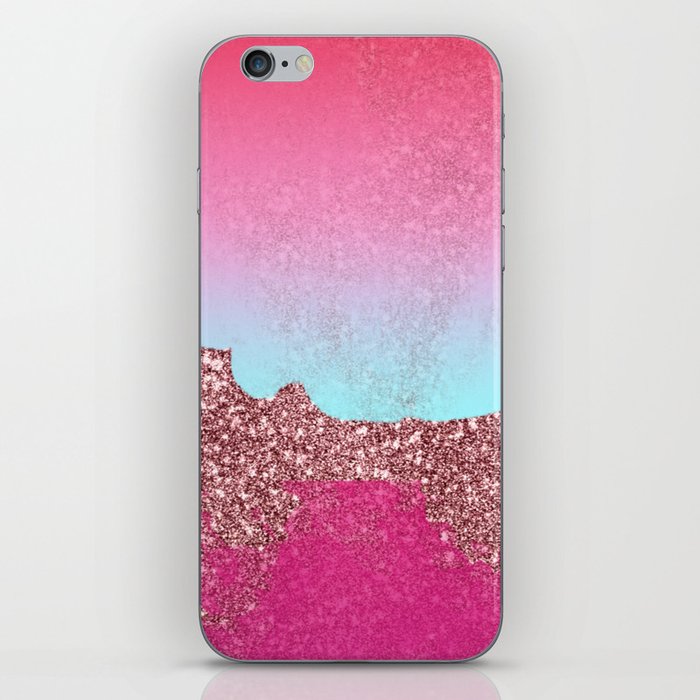 Pink and Metallic Watercolor  iPhone Skin