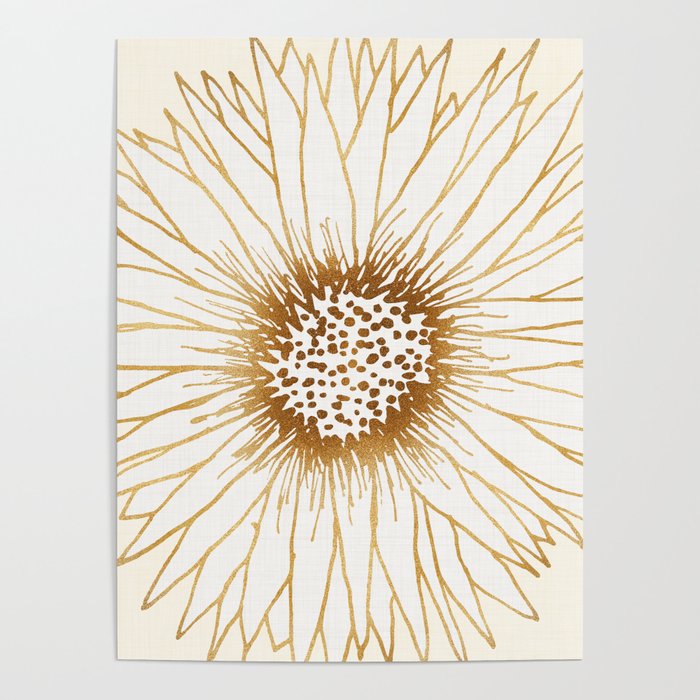Gold Sunflower Drawing Poster by Modern Tropical | Society6