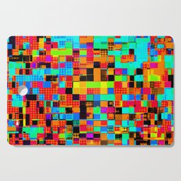 geometric pixel square pattern abstract background in red blue orange Cutting Board