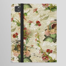 My Easter Lady Collage Watercolor iPad Folio Case