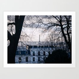 Winter in Paris - Eiffel tower - Parisian view - Travel photography Art Print