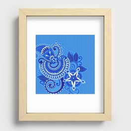 Paisley Ornament - Blue Palette Recessed Framed Print