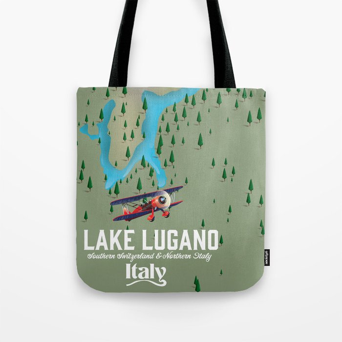Lake Lugano Italy - Switzerland travel poster Tote Bag
